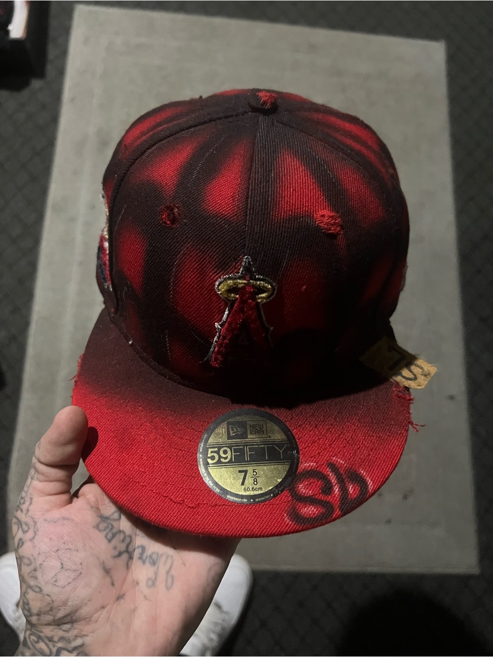 New Era Red Black Los Angeles Angels 59FIFTY Fitted Cap